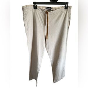 Betabrand Women’s Linen Blend Cream Drawstring Pants, Made in USA, size XL